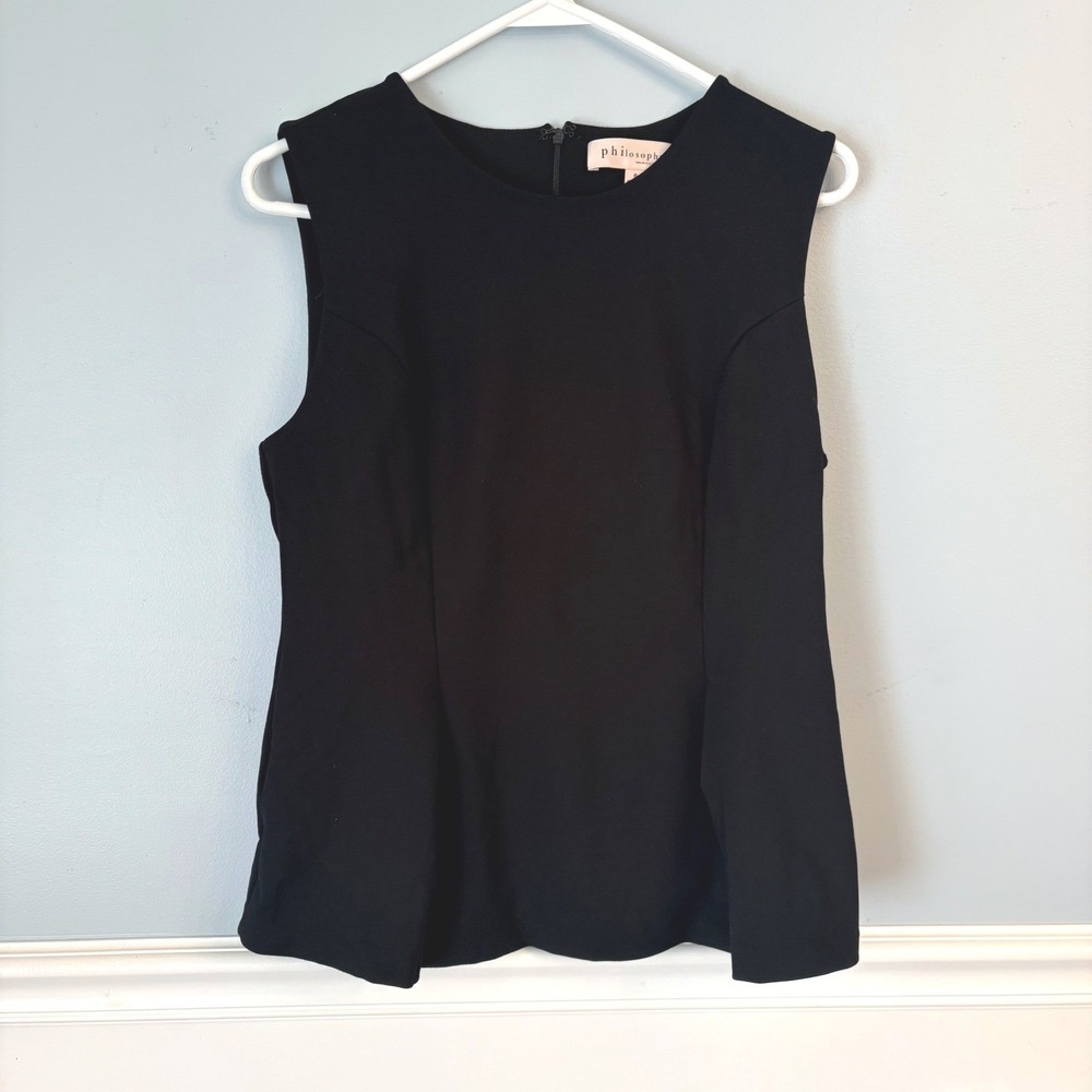 Philosophy Republic Clothing Black Sleeveless Shirt Peplum Top Blouse Size 6